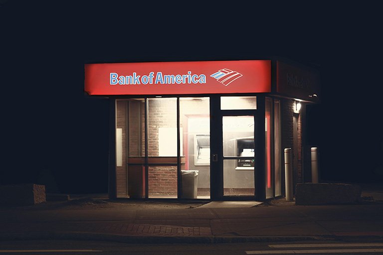 ATM Machine at Gas Station during Night.